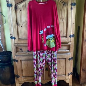 Men Dr Seuss The Grinch Christmas red 2 piece pajamas set size 2X